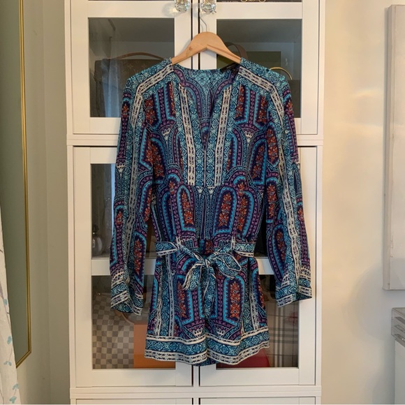 BCBG MaxAzria Melodi Romper Bohemian Long Sleeves Size S - Picture 4 of 6